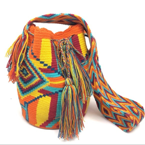 Handmade Handbags - Wayuu Mochilla Colombian Boho Bucket Shoulder Bag